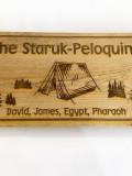 Engraved, stained, poly-coated wood sign